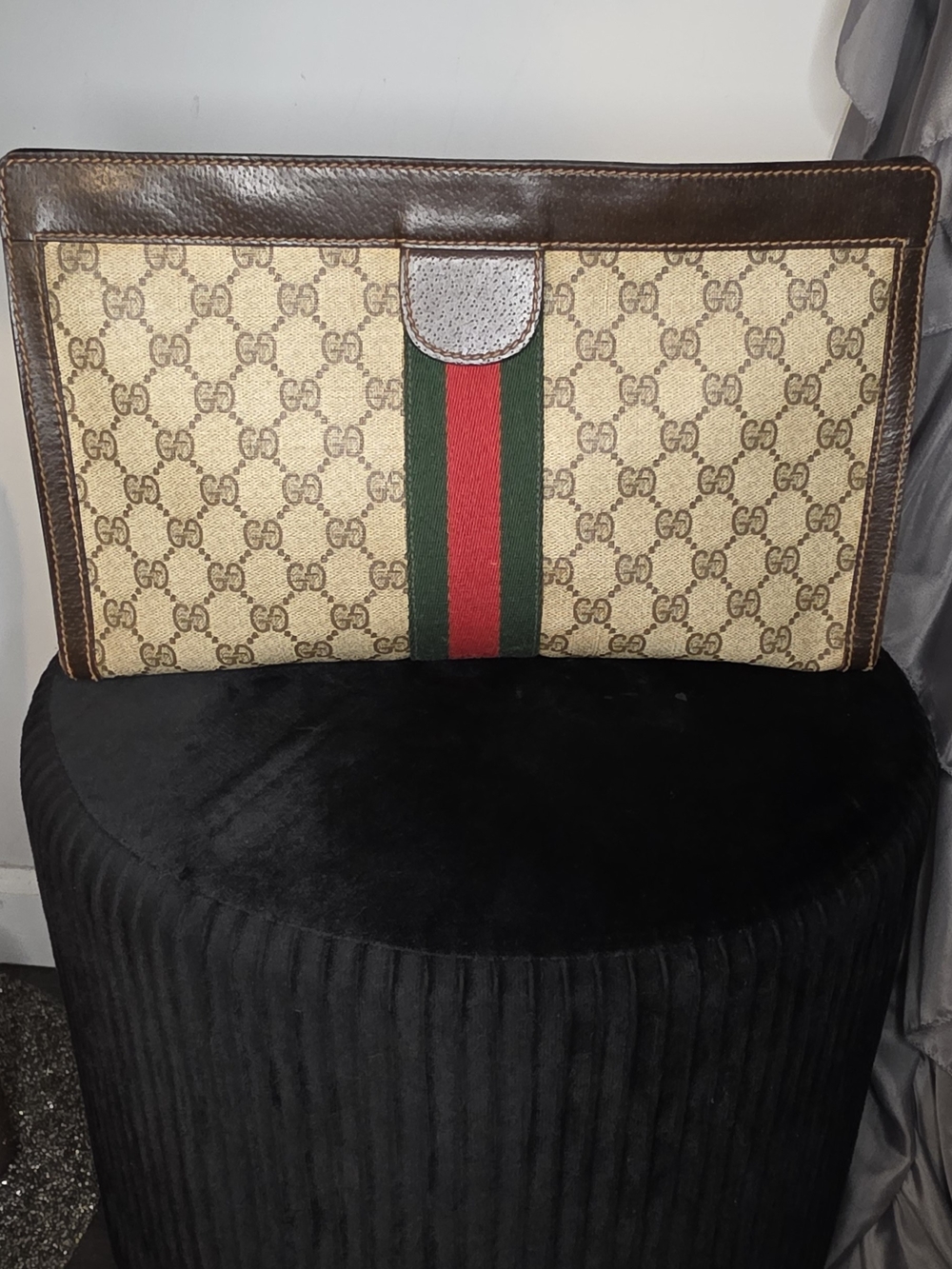 Gucci Sherry Line Monogram Canvas Large Clutch Authentic ❤️💚🤎